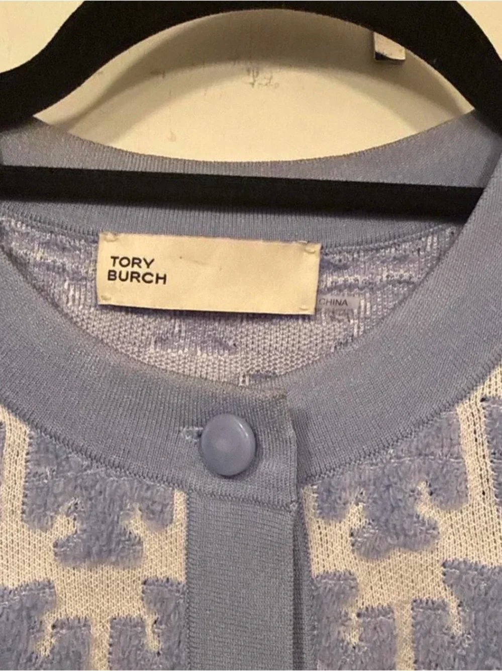 Tory Burch Kendra boucle logo pattern  Textured Knit Cardigan